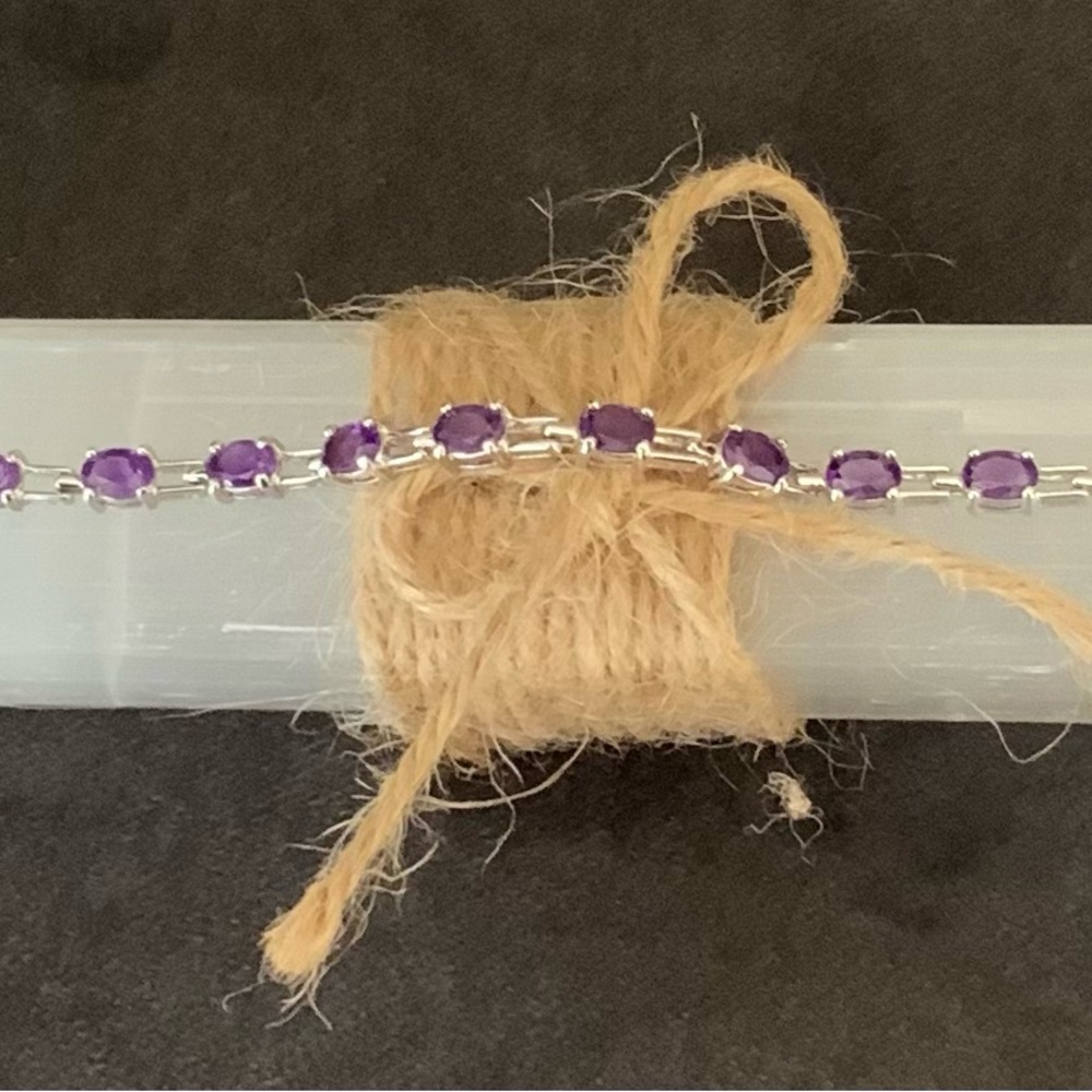 Silver and Semi Precious Stone Amethyst bracelet